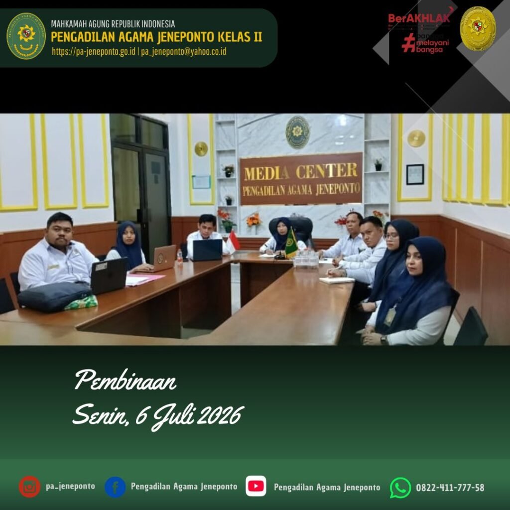 PERKUAT INTEGRITAS DAN PROFESIONALISME, APARATUR PA JENEPONTO IKUTI PEMBINAAN KETUA PTA MAKASSAR