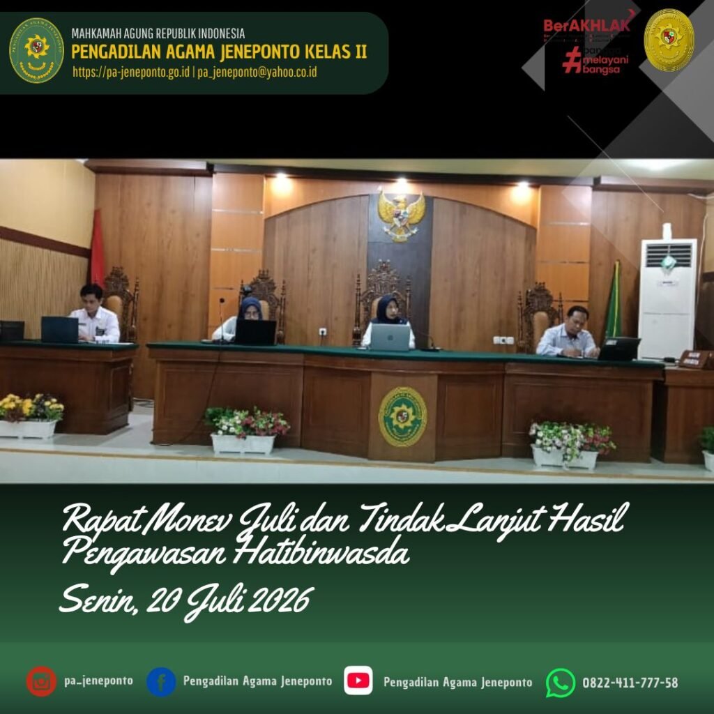 GERAK CEPAT TINDAK LANJUTI HASIL PENGAWASAN! PA JENEPONTO GELAR RAPAT MONEV JULI 2026