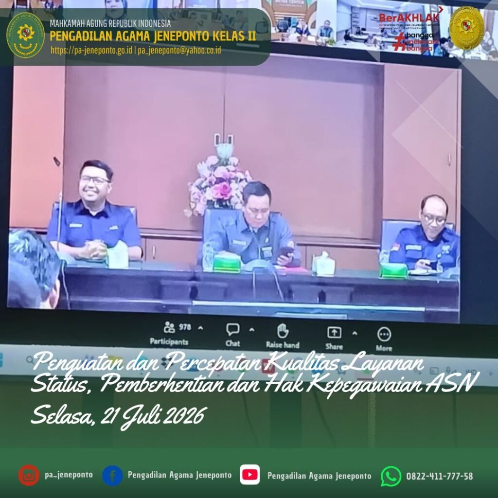 TINGKATKAN LAYANAN ASN! PA JENEPONTO IKUTI PENGUATAN HAK KEPEGAWAIAN SECARA DARING