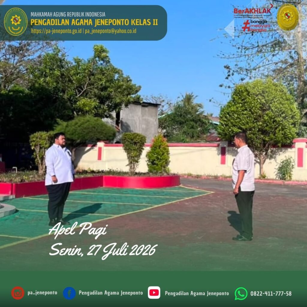 AWALI PEKAN DENGAN INTEGRITAS DAN DISIPLIN, APARATUR PA JENEPONTO IKUTI APEL PAGI