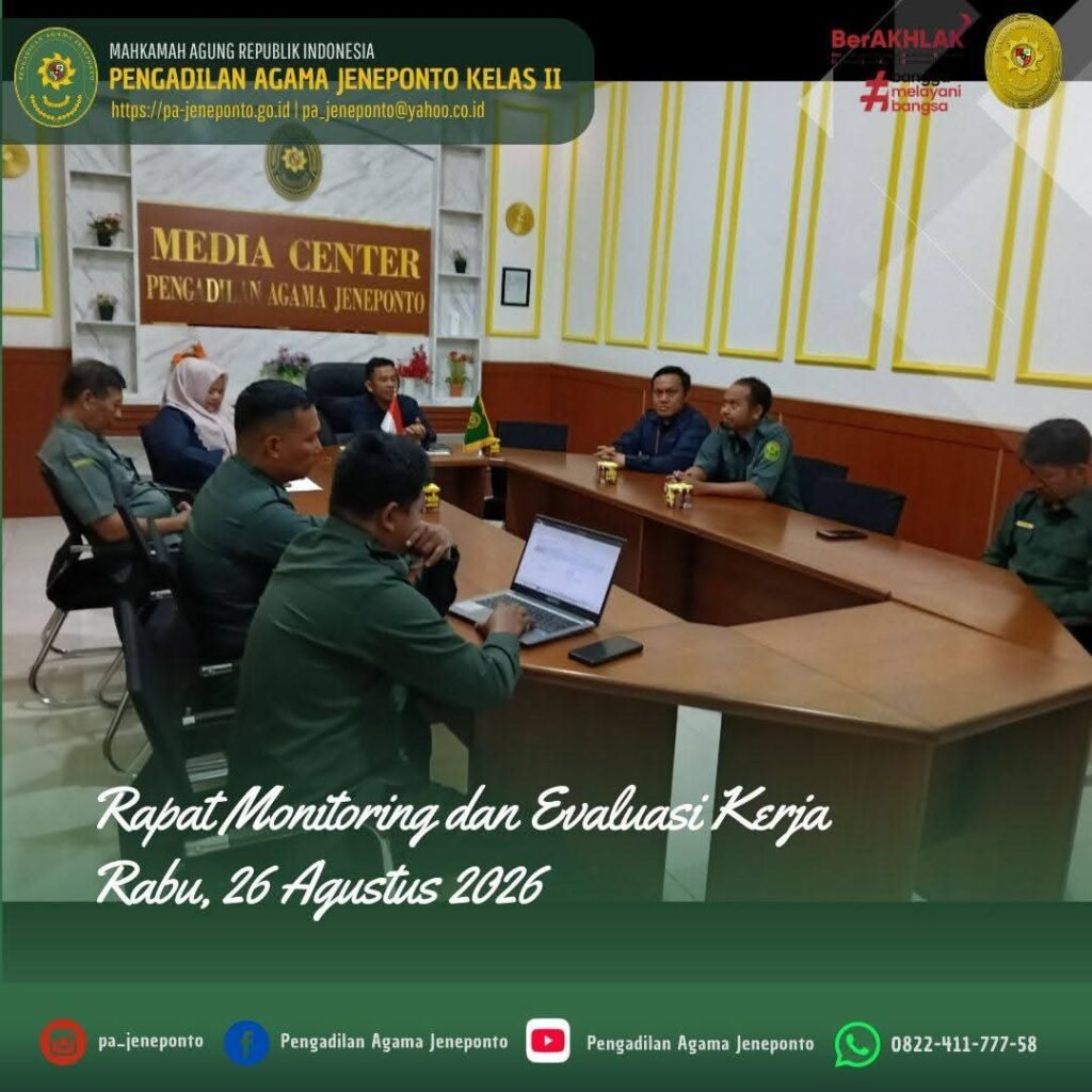 EVALUASI KINERJA AGUSTUS! PA JENEPONTO PERKUAT KOORDINASI DAN TINDAK LANJUT KINERJA KESEKRETARIATAN