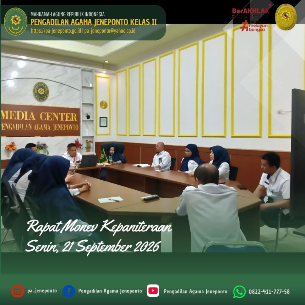 PA JENEPONTO PERKUAT TERTIB ADMINISTRASI PERKARA MELALUI RAPAT MONEV KEPANITERAAN